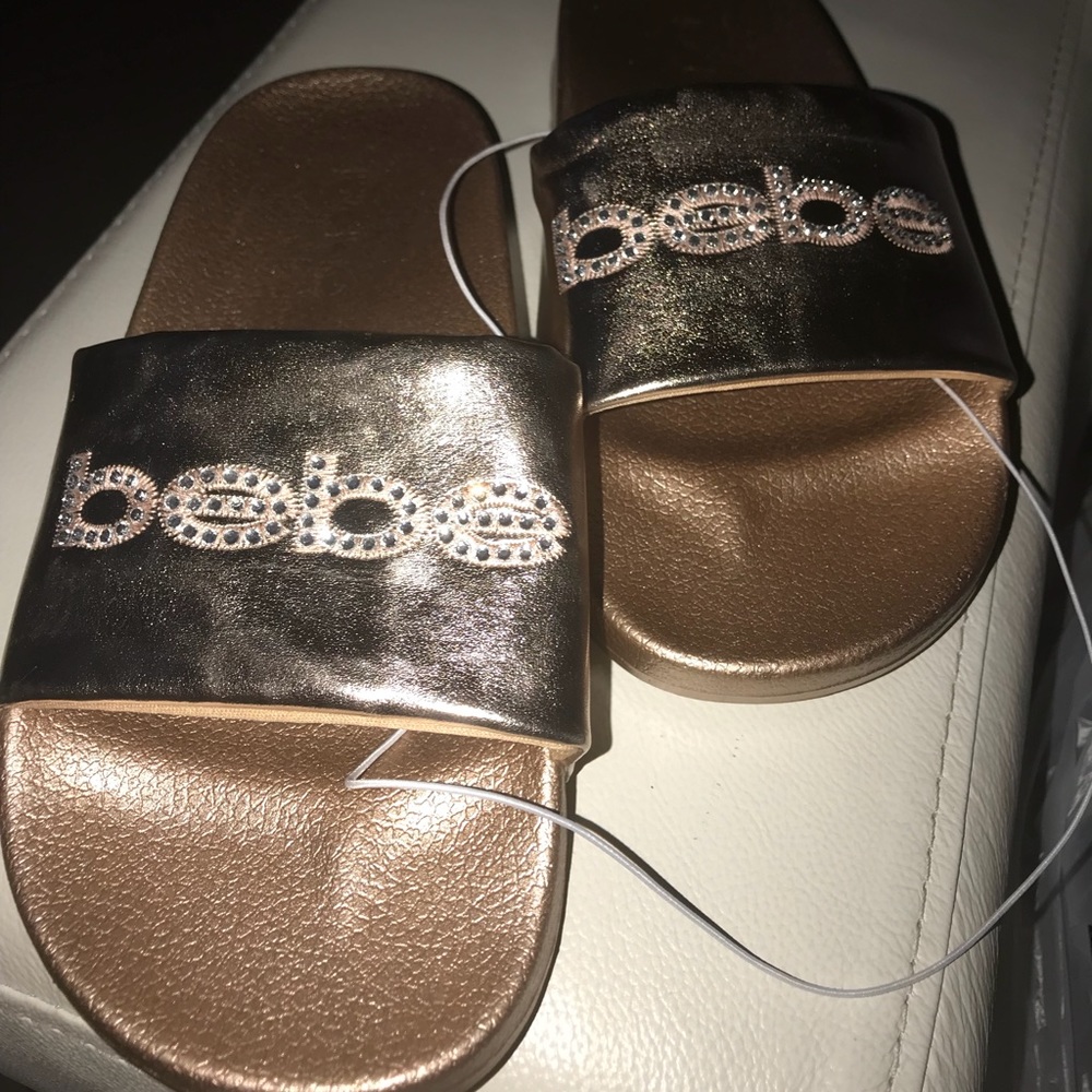 BEBE Rose Gold Slides 7